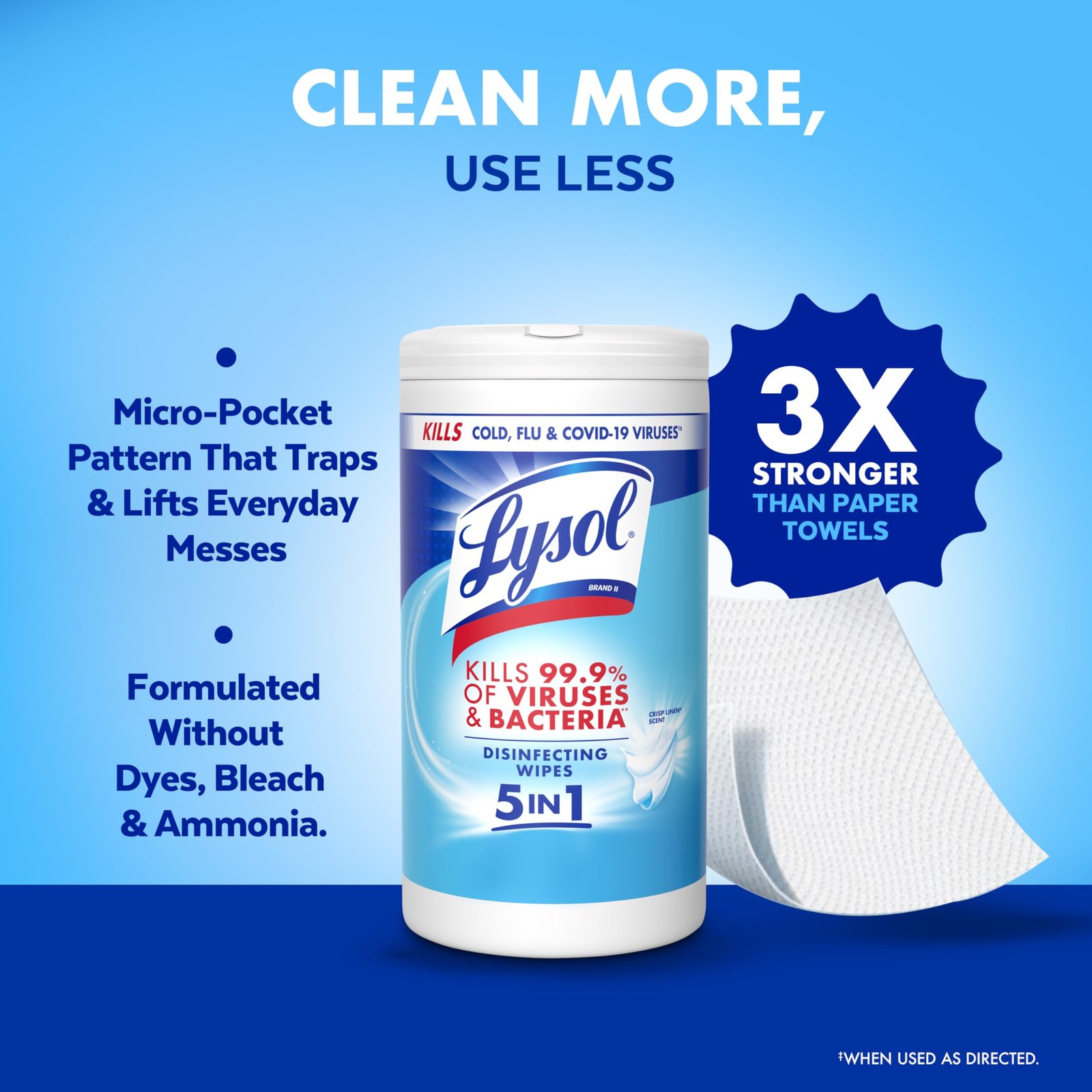 Lysol Disinfecting Wipes, Multi-Surface Cleaner, Crisp Linen, 80 ct. - Image 7