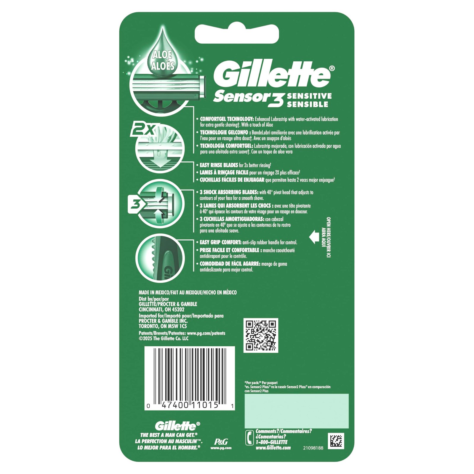Gillette Sensor3 Sensitive Men's Disposable Razor, 4 Razors - Image 11