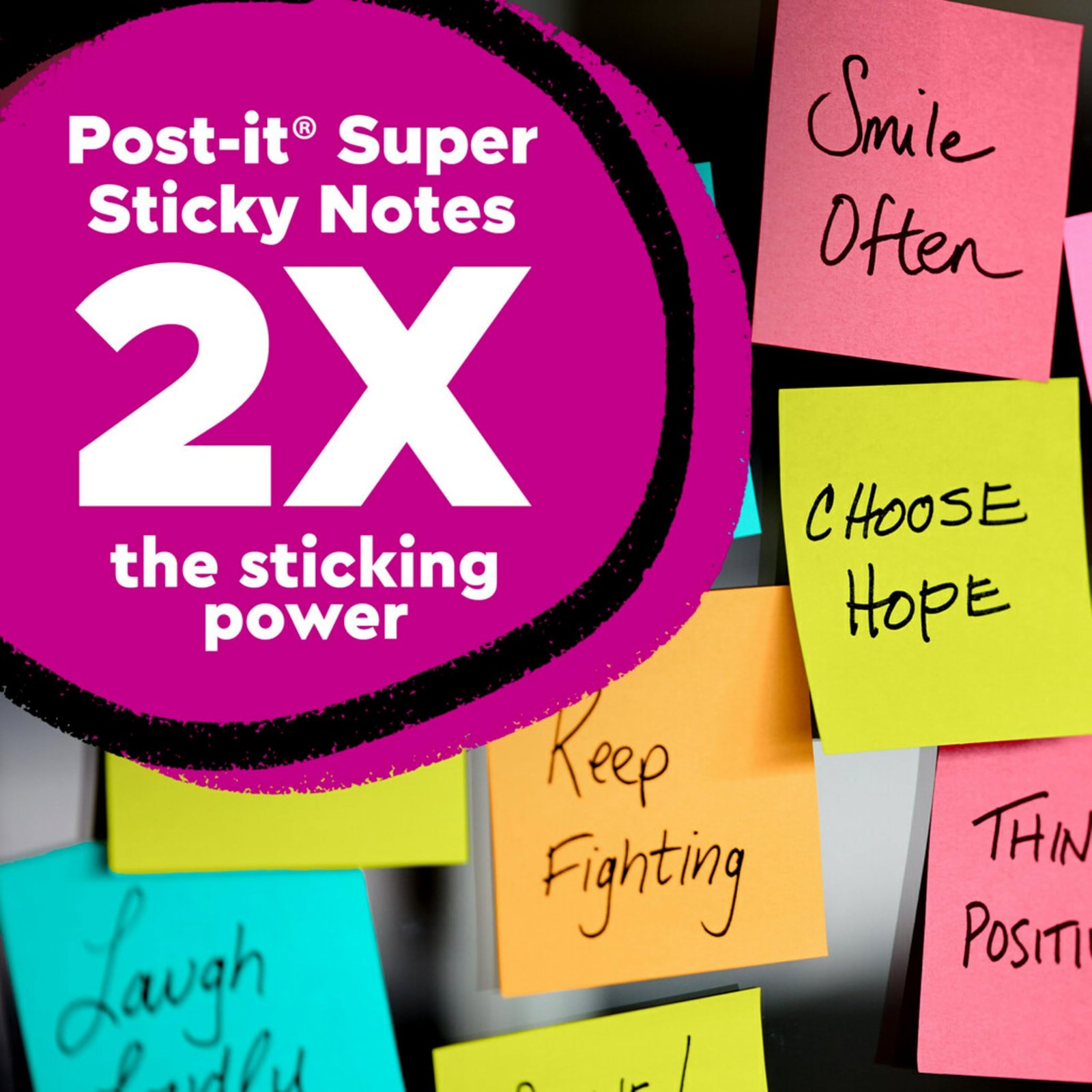 Post-it Super Sticky Notes, 3 x 3 in., Neon Fizz, 24 Pads - Image 4