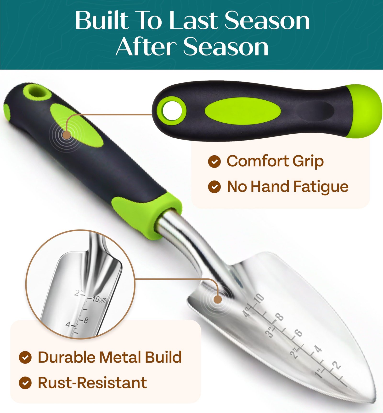 Heavy Duty Gardening Tools - Gardening Gifts for Women, Men, Mom, Dad - Durable, Ergonomic Garden Tools Set (Green) - Image 5