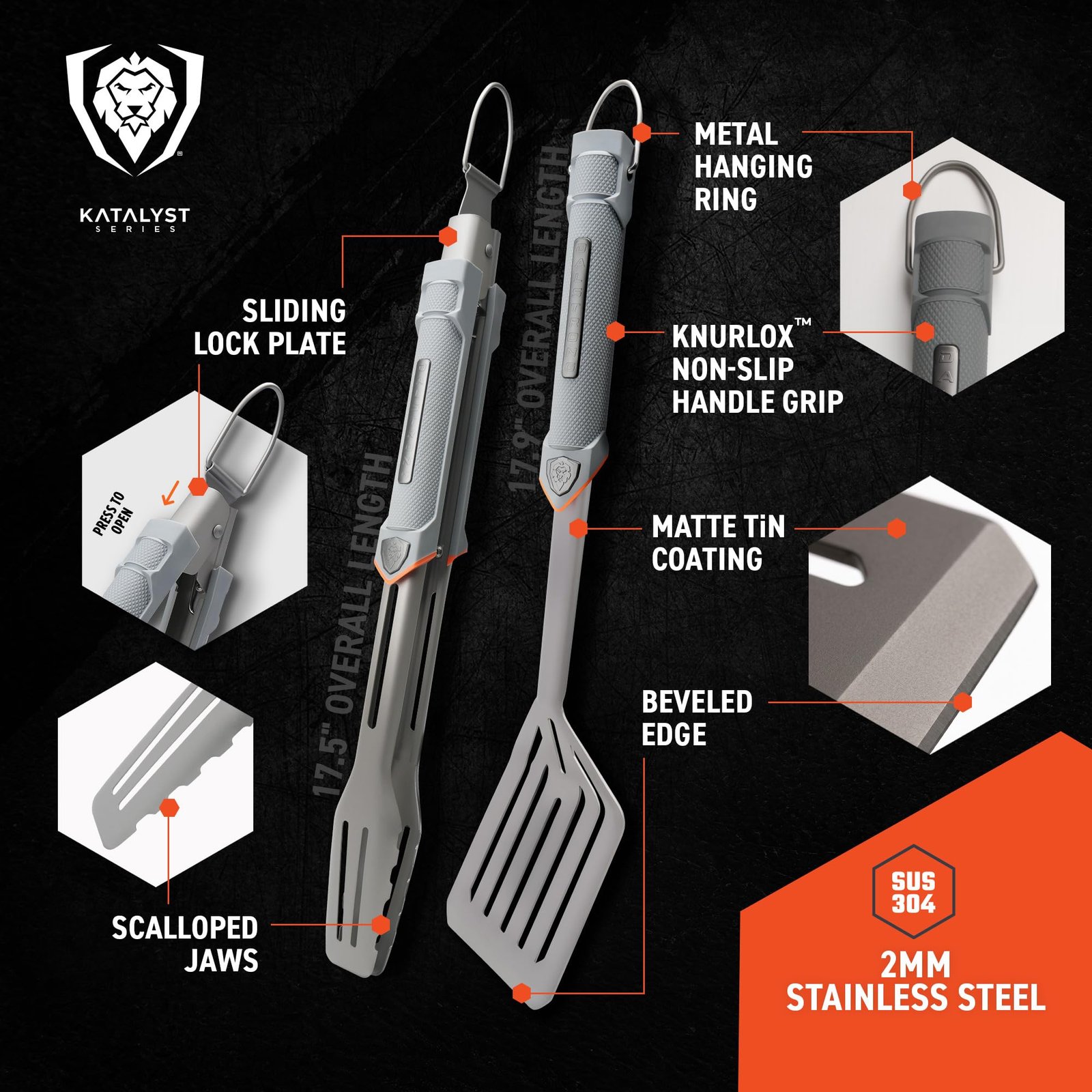 Dalstrong BBQ Spatula & Locking Tongs Set - 18" Spatula & 16" Tongs - Image 6