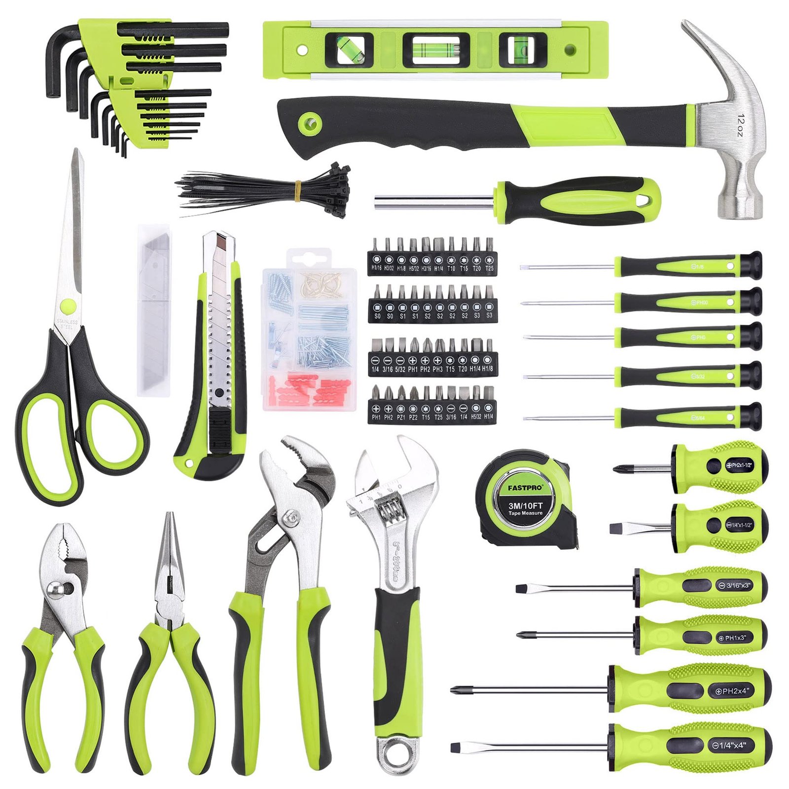 FASTPRO 220-Piece Home Tool Set, Household Repairing Tool Kit, Green - Image 3