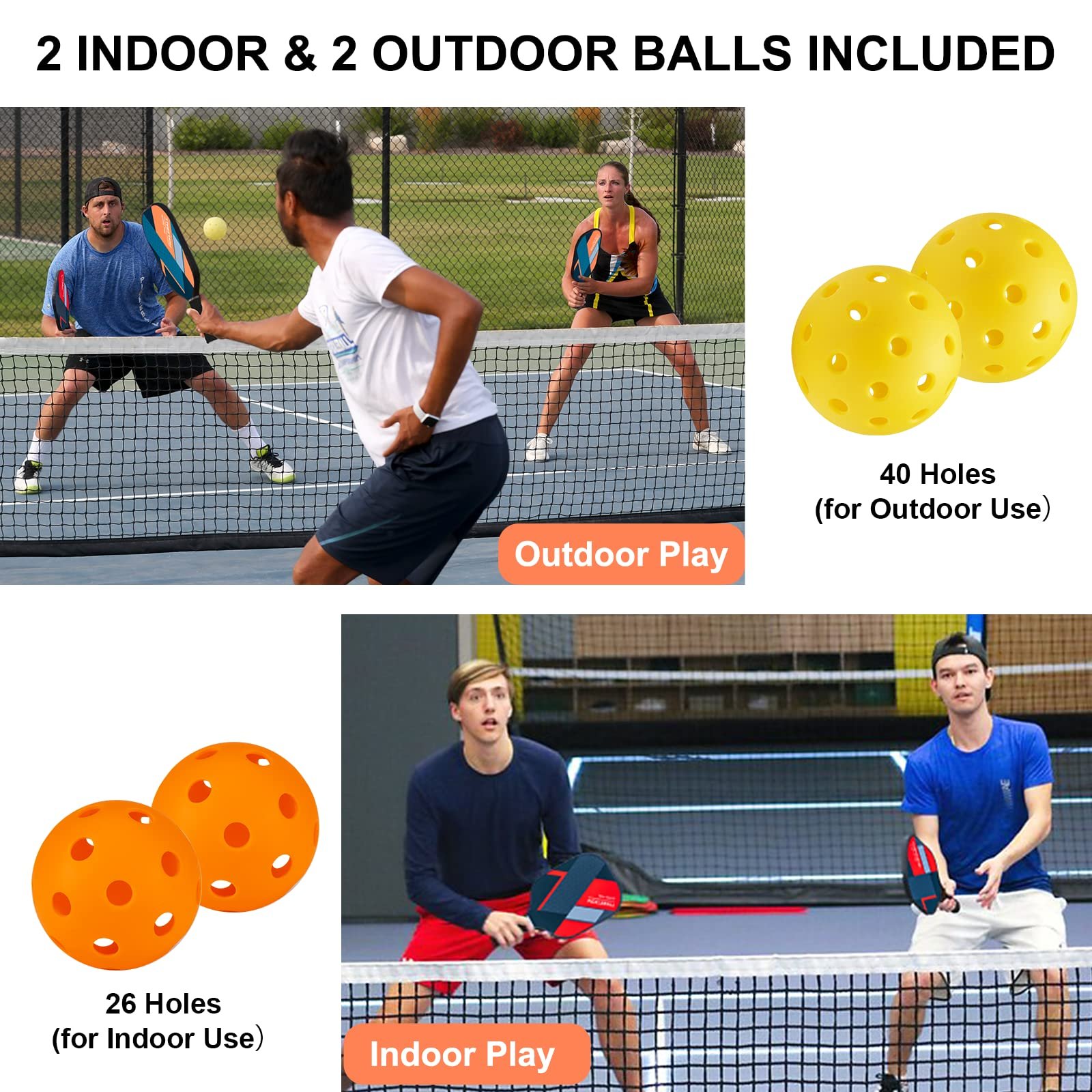 BEIVES Pickleball Paddles Set of 4, Fiberglass Rackets USAPA Approved - Image 6