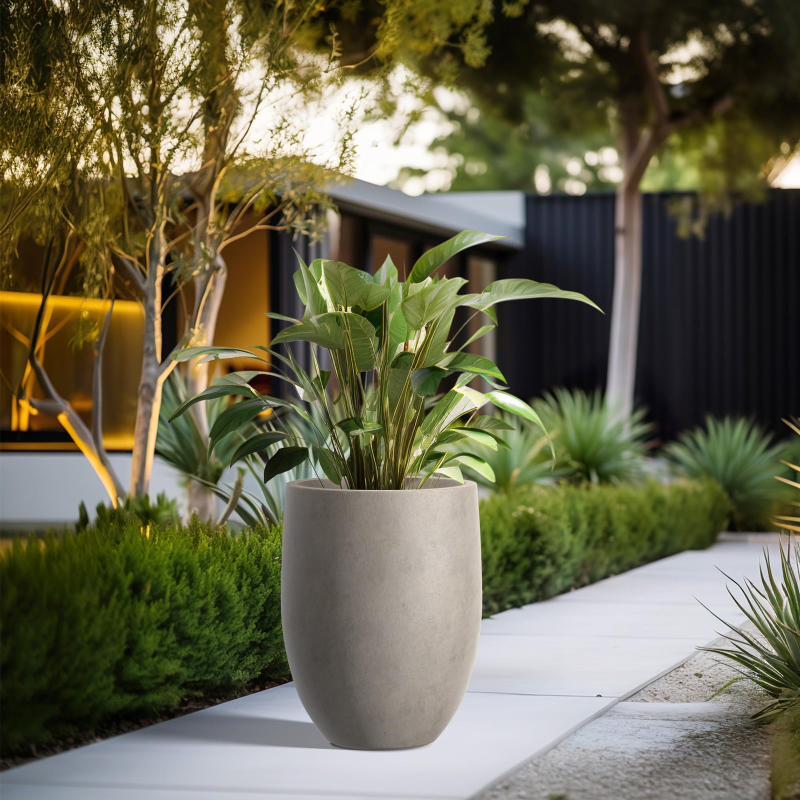 Kante Tall Concrete Planter, 21.7" Modern Floor Pot for Plants - Image 5