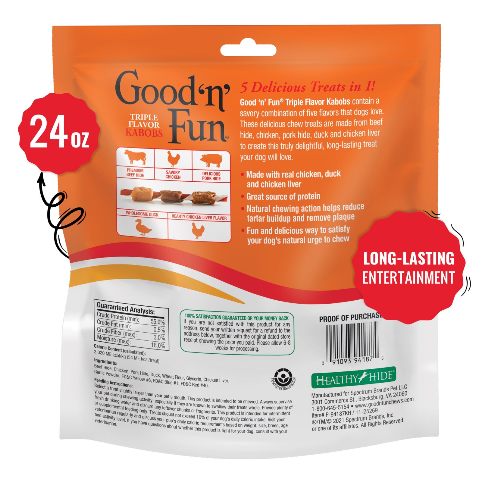 Good 'n' Fun Kabobs Long-Lasting Dog Treat Made With Real Protein, 24 oz - Image 2
