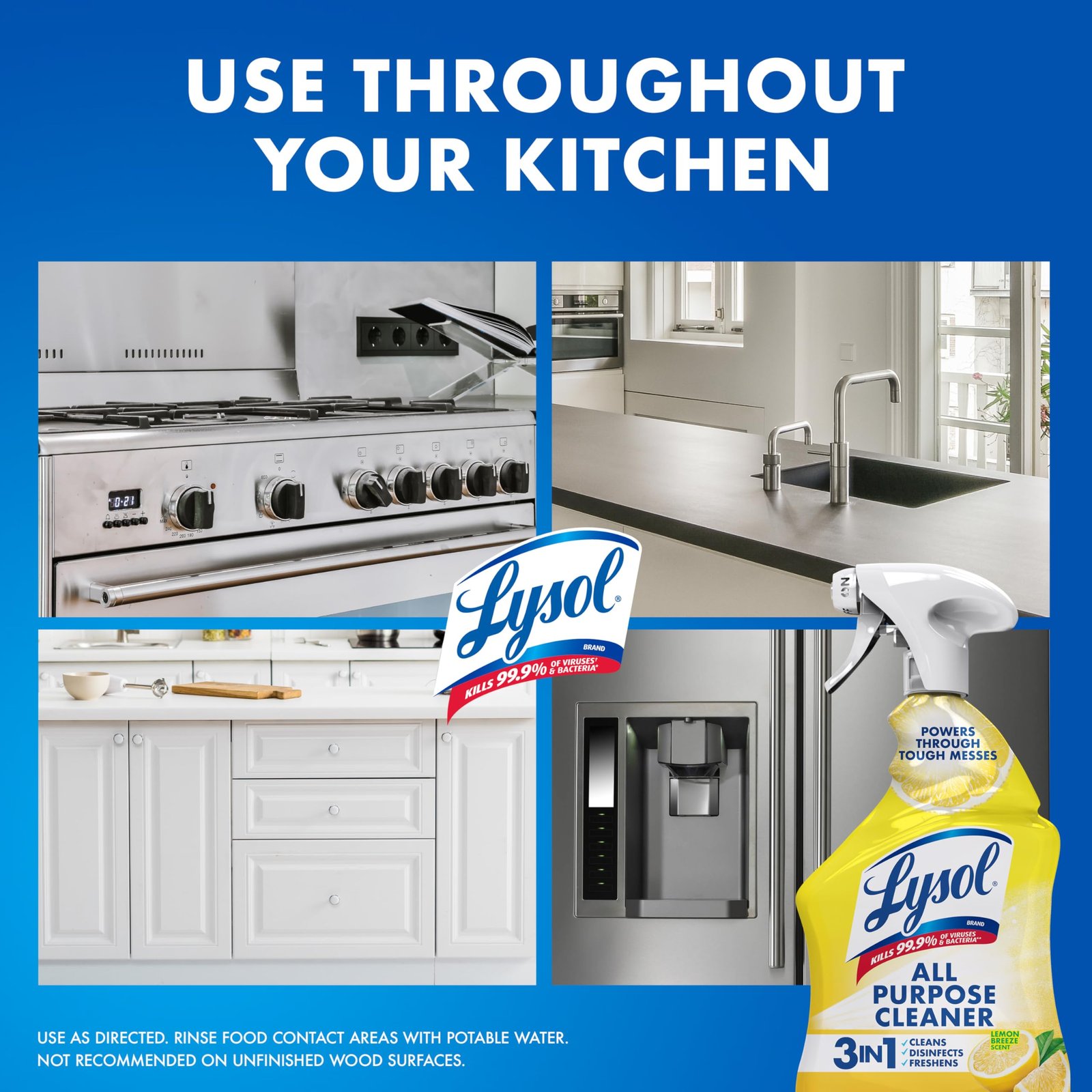 Lysol All Purpose Cleaner Spray, Disinfectant, Lemon, 32oz - Image 7