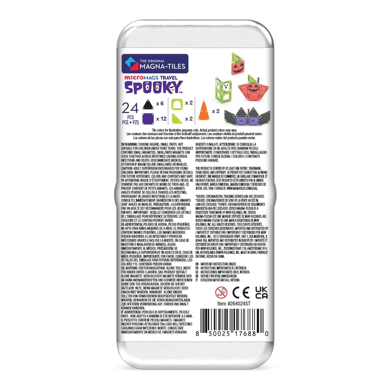 MAGNA-TILES microMAGS 24-Piece Spooky Travel Set, The Original Magnetic Building Brand - Image 2