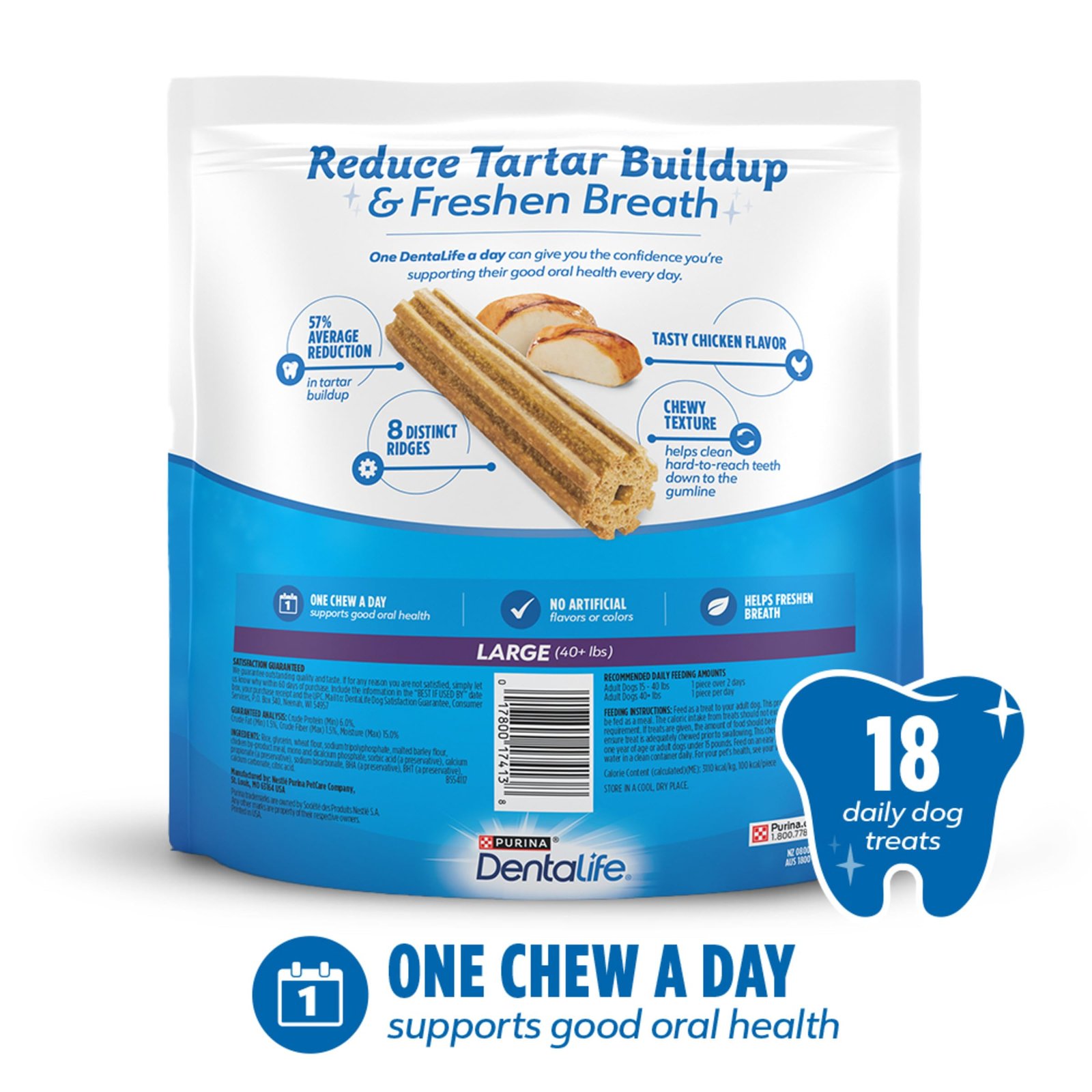 Dentalife Purina Daily Dental Chews for Large Dogs, 18 ct Pouch - Image 6