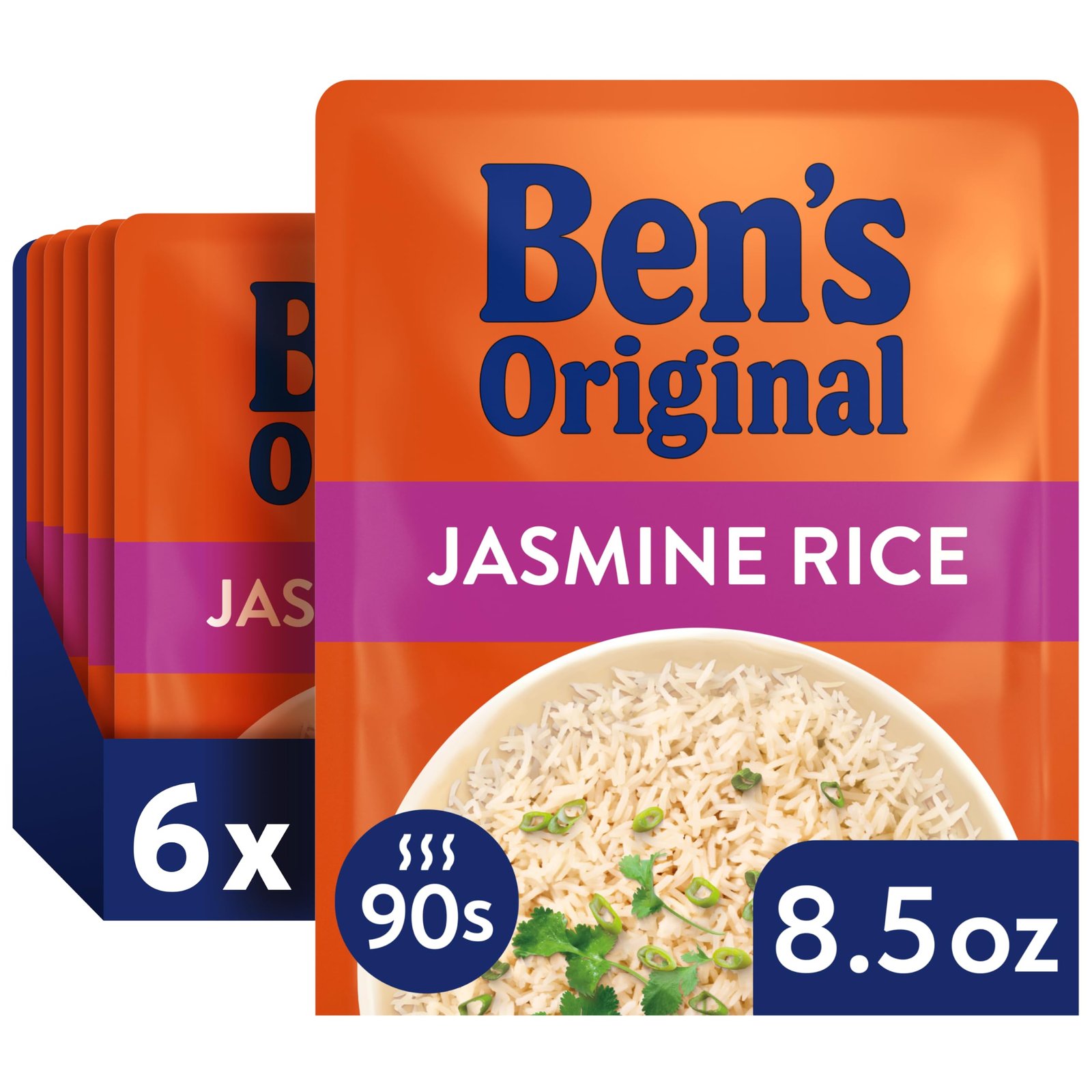 BEN'S ORIGINAL Ready Rice Jasmine Rice, Easy Dinner Side, 8.5 OZ Pouch (Pack of 6)