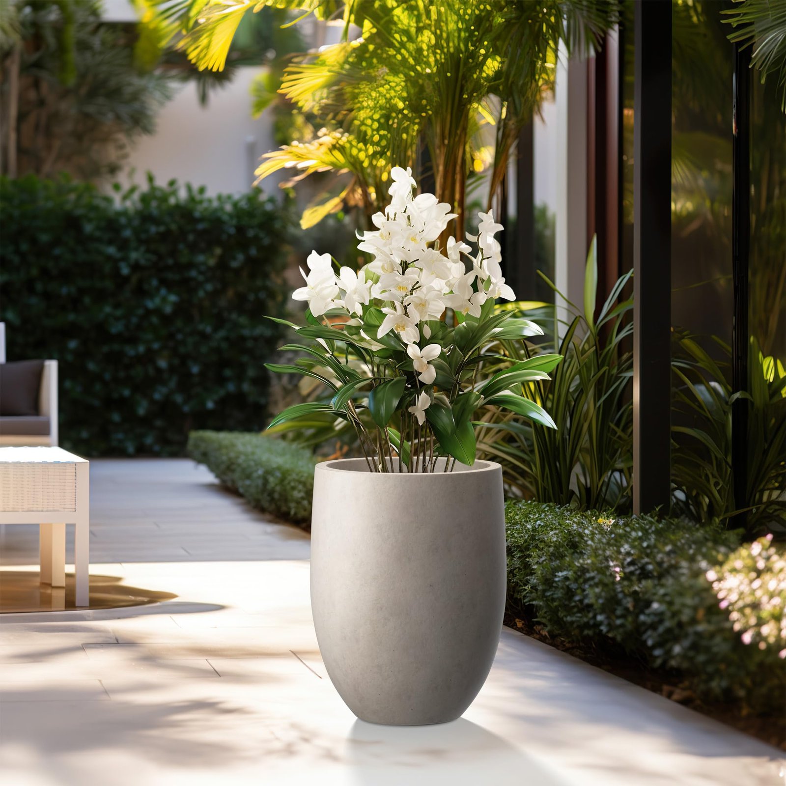 Kante Tall Concrete Planter, 21.7" Modern Floor Pot for Plants - Image 3