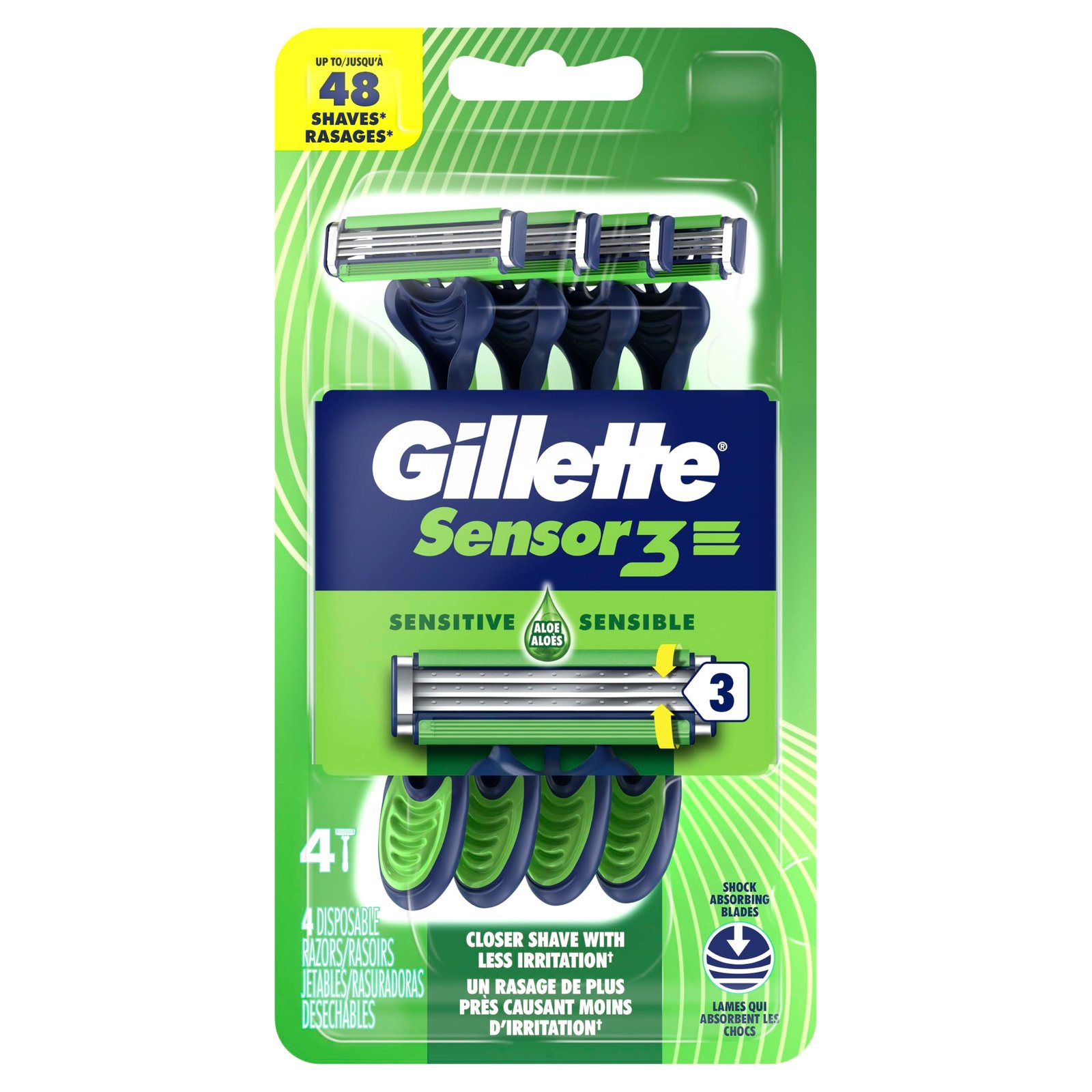 Gillette Sensor3 Sensitive Men's Disposable Razor, 4 Razors - Image 10