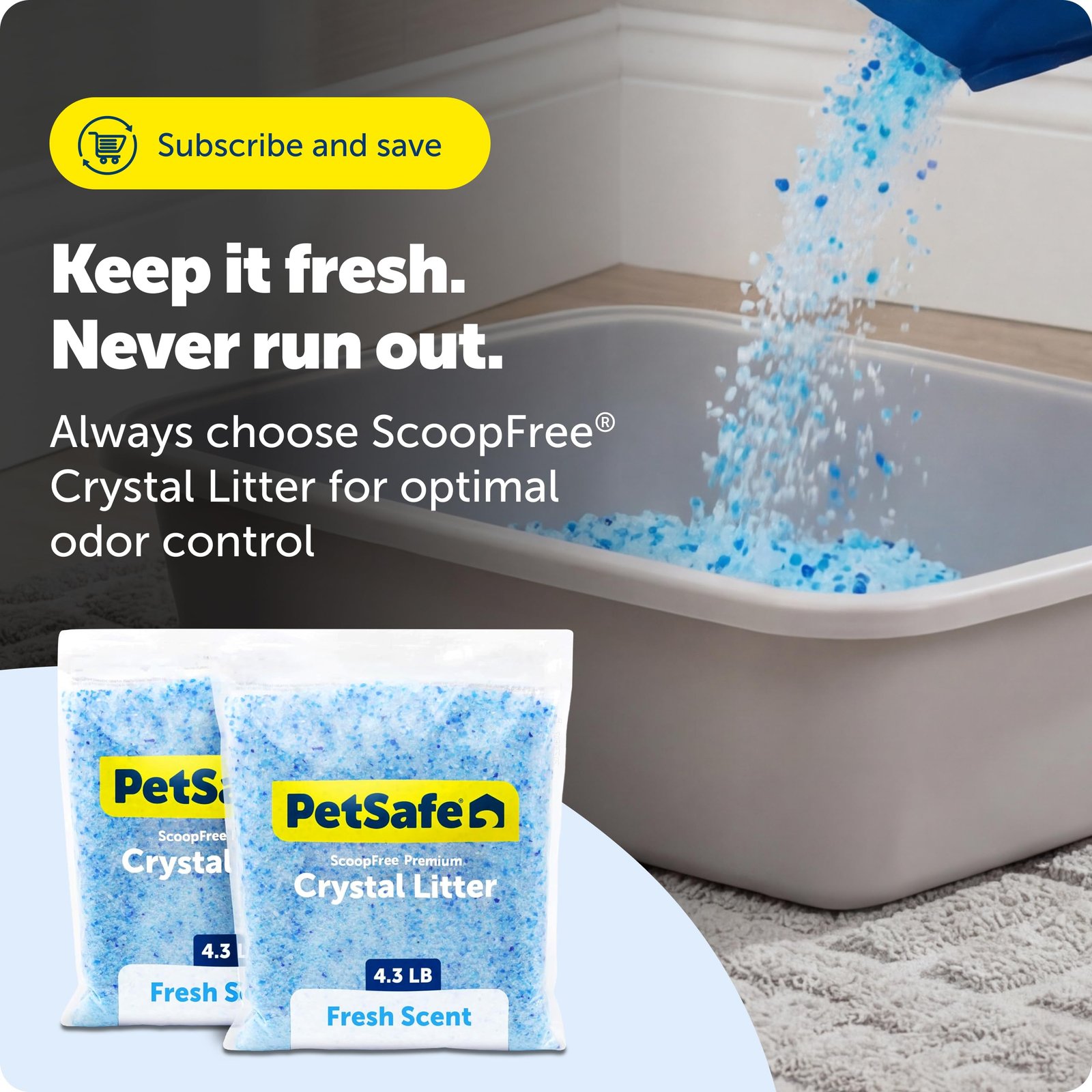 PetSafe ScoopFree Premium Crystal Litter, Fresh Scent, 4.3 Lb Bag, 2 Pack - Image 9