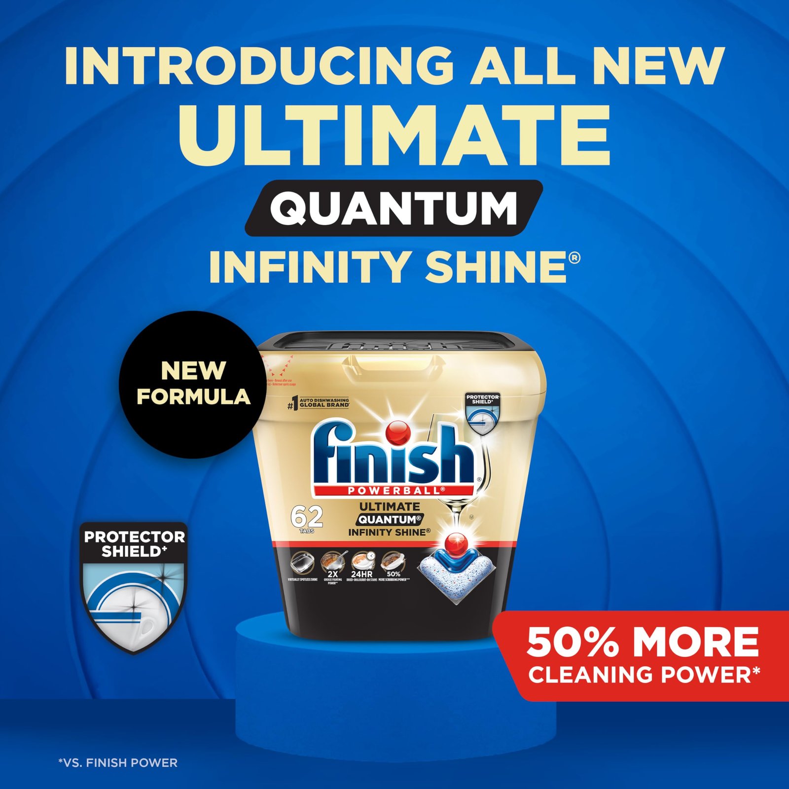 Finish Ultimate Quantum Dishwasher Pods, Infinity Shine, Fresh Scent, 62ct - Image 2