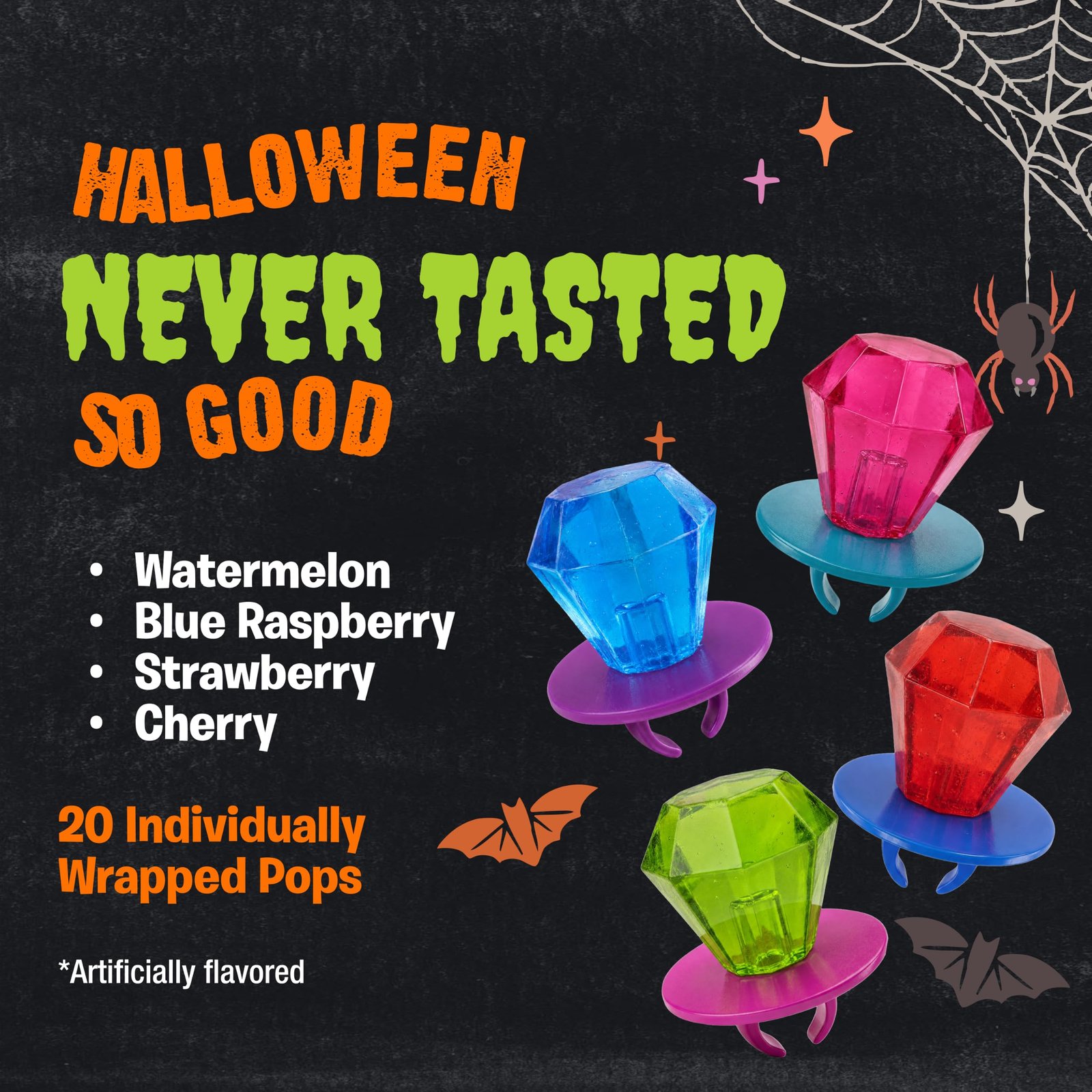 Ring Pop Halloween Candy Lollipops, 20 Count, Assorted Flavor Party Favors - Image 2