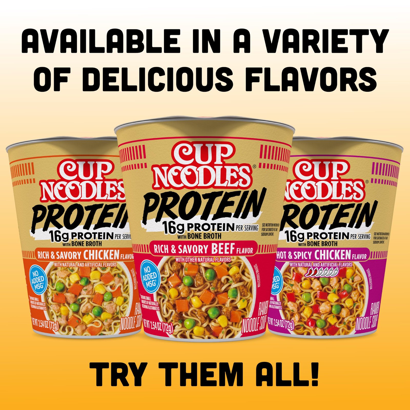 Nissin Cup Noodles Protein Ramen, Chicken Flavor with Bone Broth, 16g Protein, 2.54 Ounce Cup (Pack of 6) - Image 6