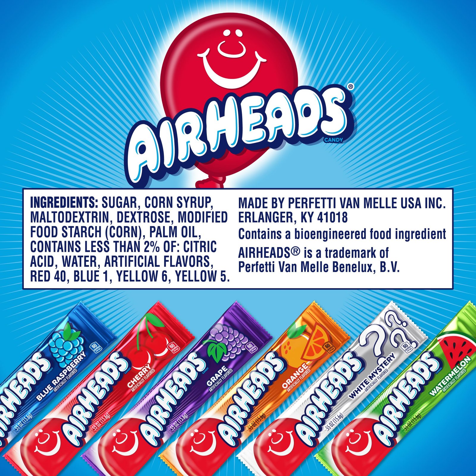 Airheads Full-Size Candy Bars, Assorted Taffy Variety Pack, 60 Count Box - Image 9