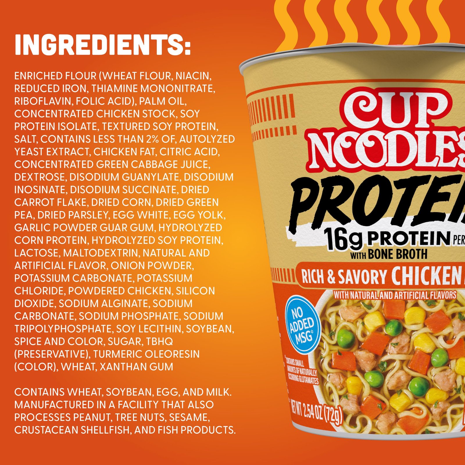 Nissin Cup Noodles Protein Ramen, Chicken Flavor with Bone Broth, 16g Protein, 2.54 Ounce Cup (Pack of 6) - Image 7