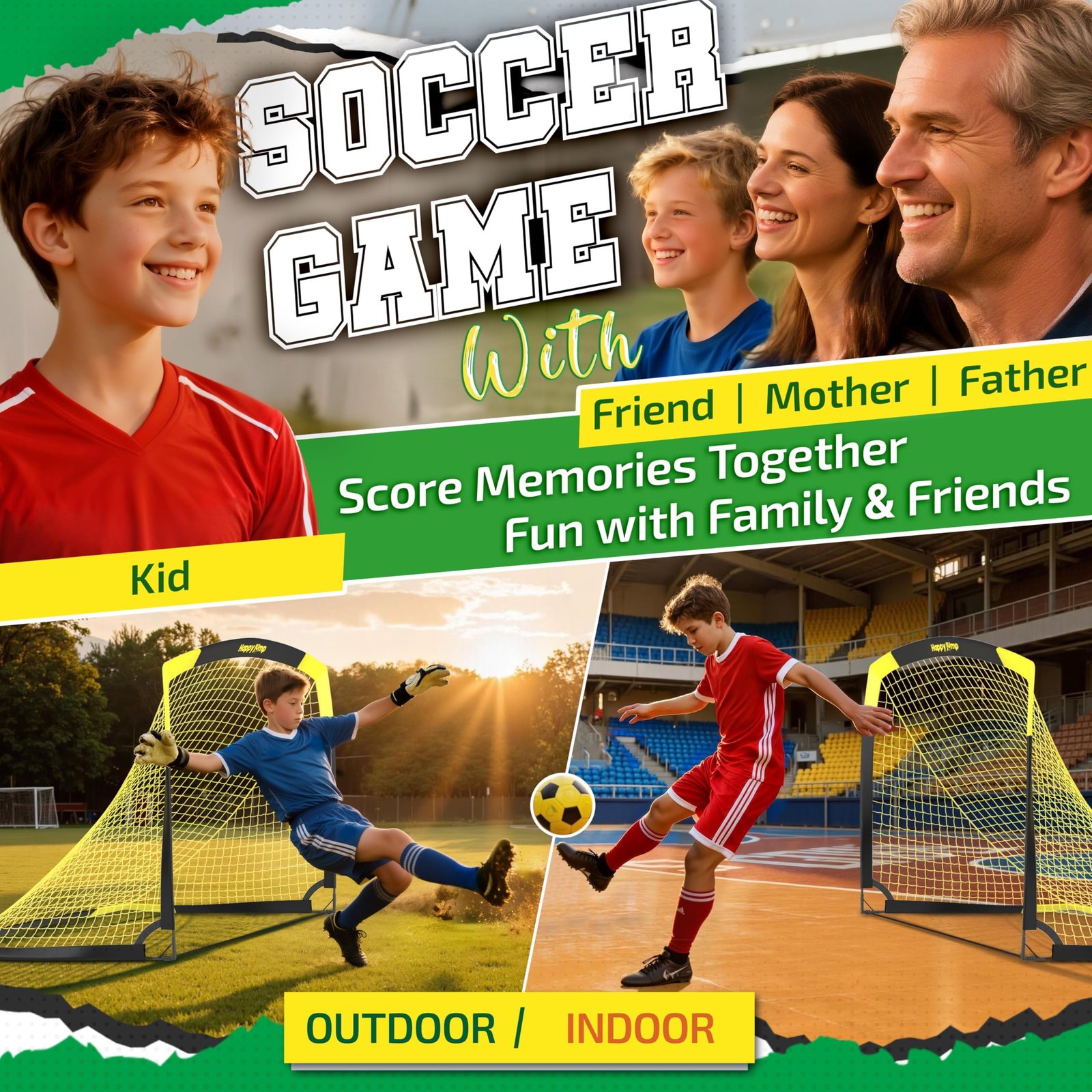 Happy Jump Portable Soccer Goal 7x5 & 5x3.6 FT, Large-Frame Training Net - Image 11