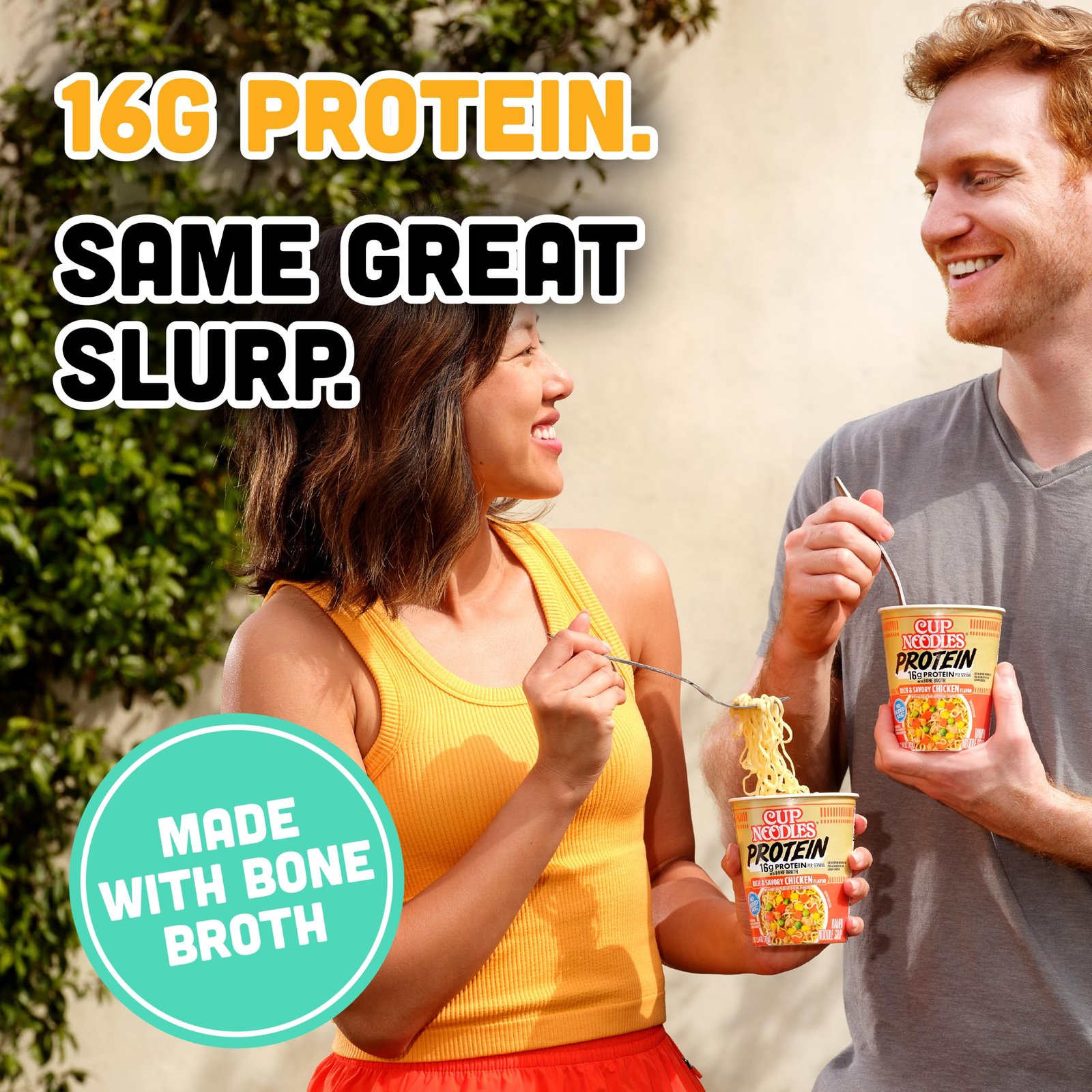 Nissin Cup Noodles Protein Ramen, Chicken Flavor with Bone Broth, 16g Protein, 2.54 Ounce Cup (Pack of 6) - Image 2