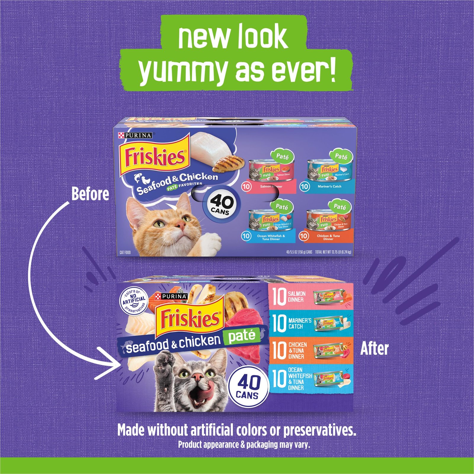Purina Friskies Pate Wet Cat Food Variety, Seafood & Chicken, (40) 5.5 oz - Image 2